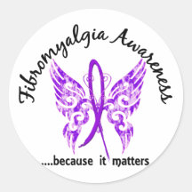 Grunge Tattoo Butterfly 6.1 Fibromyalgia Round Sticker