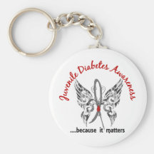Grunge Tattoo Butterfly 6.1 Juvenile Diabetes Keychains