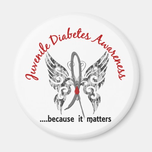 Grunge Tattoo Butterfly 6.1 Juvenile Diabetes Refrigerator Magnets