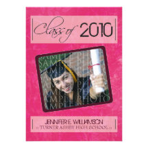 Grunge Texture Graduation Announcement (hot pink)