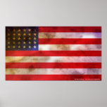 Grunge Textured American Flag Poster