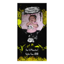 Grunge Urban Crow Halloween Photo Card Template
