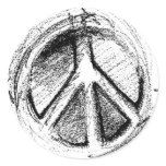 Grunge Urban Peace Sign Sketch in white stickers