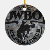 grunge vintage rustic western country cowboy rodeo christmas tree ornament