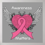 Grunge Winged Heart - Breast Cancer Awareness Print