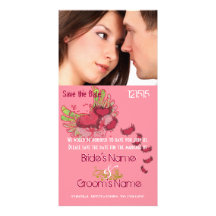 Grunge Winged Hearts Save the Date Your Photo Custom Photo Card