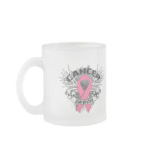 Grunge Winged Ribbon Breast Cancer Survivor Coffee Mug