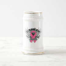 Grunge Winged Ribbon Breast Cancer Survivor Mug