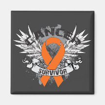 Grunge Winged Ribbon Leukaemia Survivor Magnet