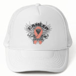 Grunge Winged Ribbon Uterine Cancer Survivor hats