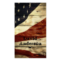 Grunge woodgrain USA American Flag Patriotic Business Card Templates