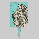 Grunge Zebra Blue Cake Topper cake picks