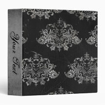 Grungy Black Damask Binder