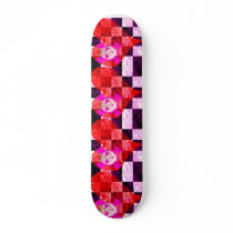 GRUNGY GIRLY SKULL HEART AND CHECKERS! CUSTOM SKATEBOARD