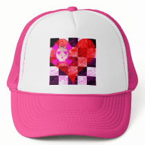 GRUNGY GIRLY SKULL HEART CHECKERS TRUCKER HATS