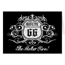 Grungy Graphic Rte. 66 Greeting Cards
