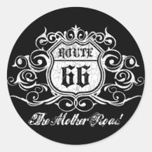 Grungy Graphic Rte. 66 Round Sticker