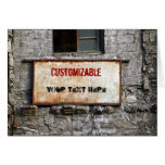 Grungy Old Sign on Abandoned Warehouse Greeting Cards