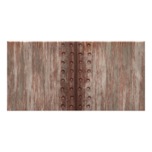 Grungy Riveted Rusty Metal Photo Card Template