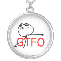 GTFO Get Out Guy Rage Face Comic Meme Personalized Necklace