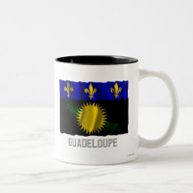 Guadeloupe waving flag with name coffee mugs