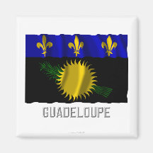 Guadeloupe waving flag with name magnet