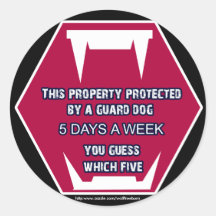 guard dog bite round sticker