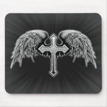 Guardian Angel Winged Cross Design Mousepads