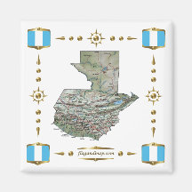 Guatemala Map + Flags Magnet