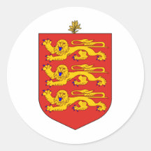 Guernsey Official Coat Of Arms Heraldry Symbol Round Stickers