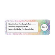 Guilloche Identification & Inventory Tag No.1 Custom Return Address Label