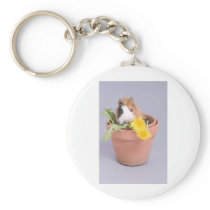 guinea pig in a flowerpot keychain