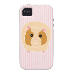 Guinea Pig, on light pink stripes. iPhone 4/4S Case