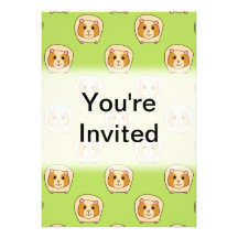 Guinea Pig Pattern, on Green. Custom Invitations