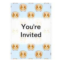 Guinea Pigs on Blue. Invites