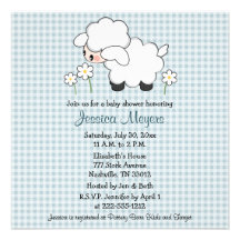 Guingan de bleu d'invitations de baby shower d'agn