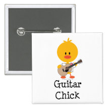 Guitar Chick Button Pin