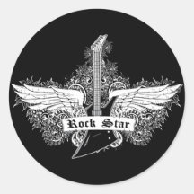 Guitar ~ Electric Guitar Rock Star Round Sticker