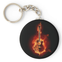 Guitar Flames Key Chains