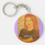 guitar girl art key chains