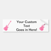 guitar graphic light pink solid bumper stickers