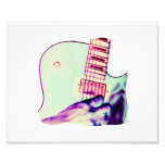 Guitar Hand Psychadelic Green Purple Pink Photographic Print