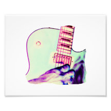 Guitar Hand Psychadelic Green Purple Pink Photographic Print