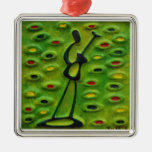 Guitar Music African Art_Holiday Metal Ornaments
