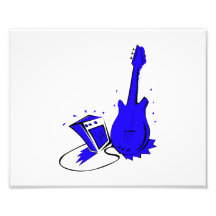 Guitar n amp stylized blue flat graphic photographic print