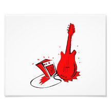Guitar n amp stylized red flat graphic photographic print