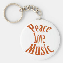 Guitar Peace Love Music Key Chain