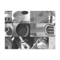 Guitar Photography Collage - black and white Postcards