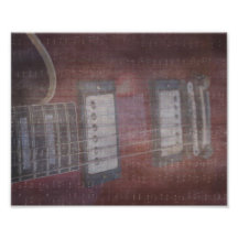 Guitar pickups grunged music faded photographic print