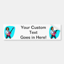 Guitar player, dark skinned, playing electric bumper sticker